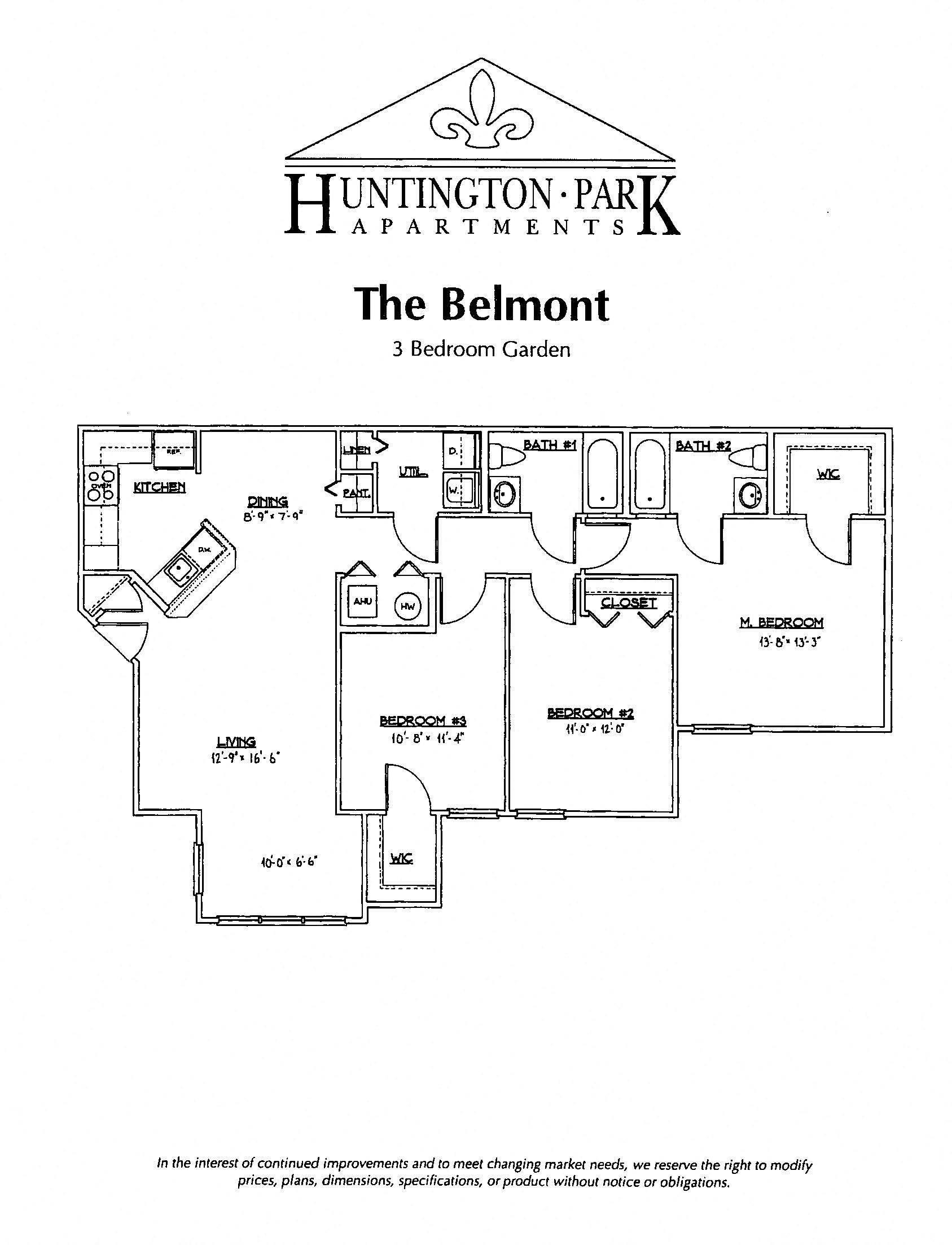 Apartments at Huntington Park Apartments - Floor Plan Three Bedroom Apartments in Boalsburg, Pa | Huntington Park Apartments | Property Management, Inc.